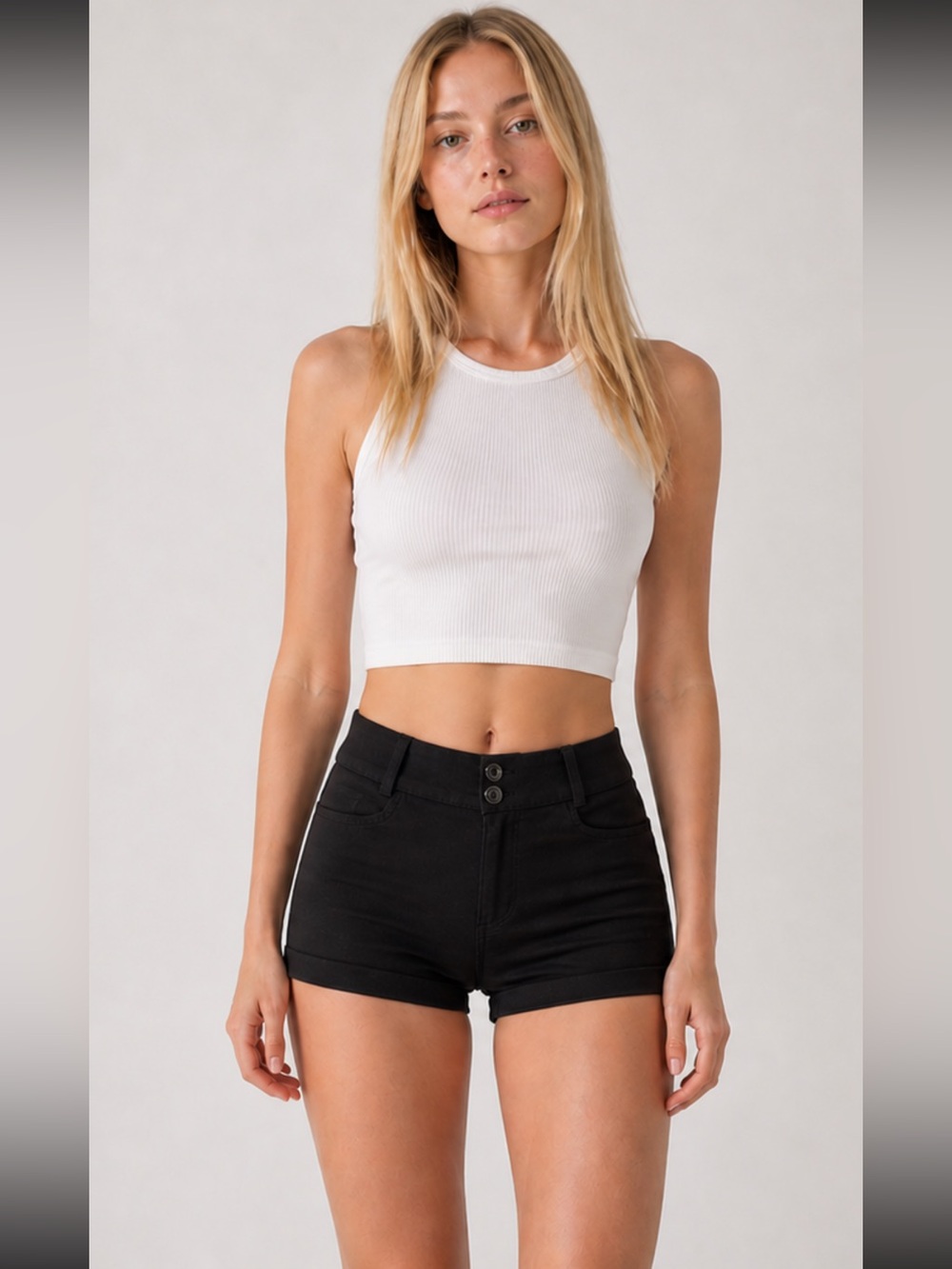 NWOT Papaya High Waist Black Stretchy Tailored Shorts with Pockets